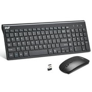 RVP+ Wireless Keyboard and Mouse Ultra Slim Combo, 2.4GHz Cordless USB Mouse and Keyboard PC Laptop Computer - Black