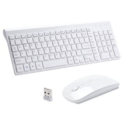 RVP+ Wireless Keyboard and Mouse Ultra Slim Combo, 2.4GHz Cordless USB Mouse and Keyboard PC Laptop Computer - White RVP-KM100-W