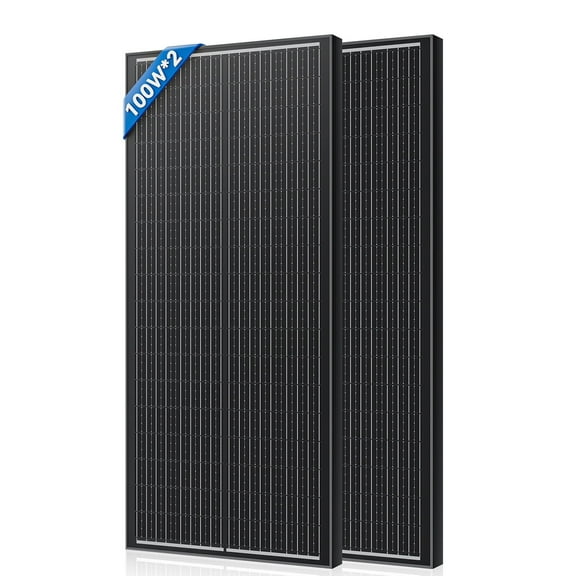 RVPOZWER 12V 100 Watt Monocrystalline Solar Panel 2Pack (200W) All Black Off-Grid RV Boat