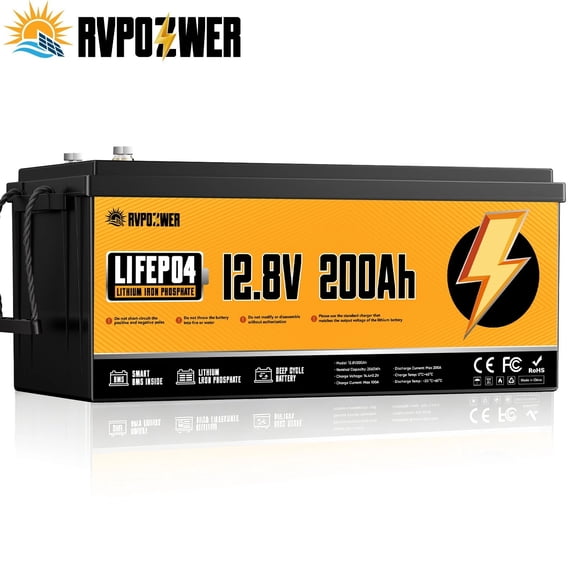 RVPOZWER 12V 200Ah LiFePO4 Lithium Battery BMS Deep Cycle for RV Marine Off-grid