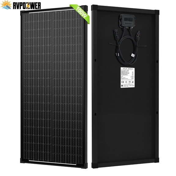 RVPOZWER 12v 100 watt solar panel monocrystalline Charging Off-Grid RV Camping Home Boat, Black