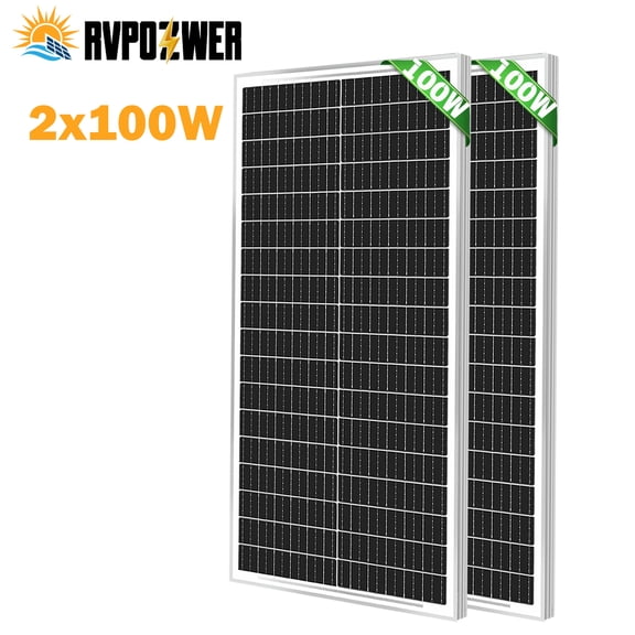 RVPOZWER 200W (2 pack 100W) Solar Panel 12V Portable Monocrystalline Module Solar Panels for Home Shed RV