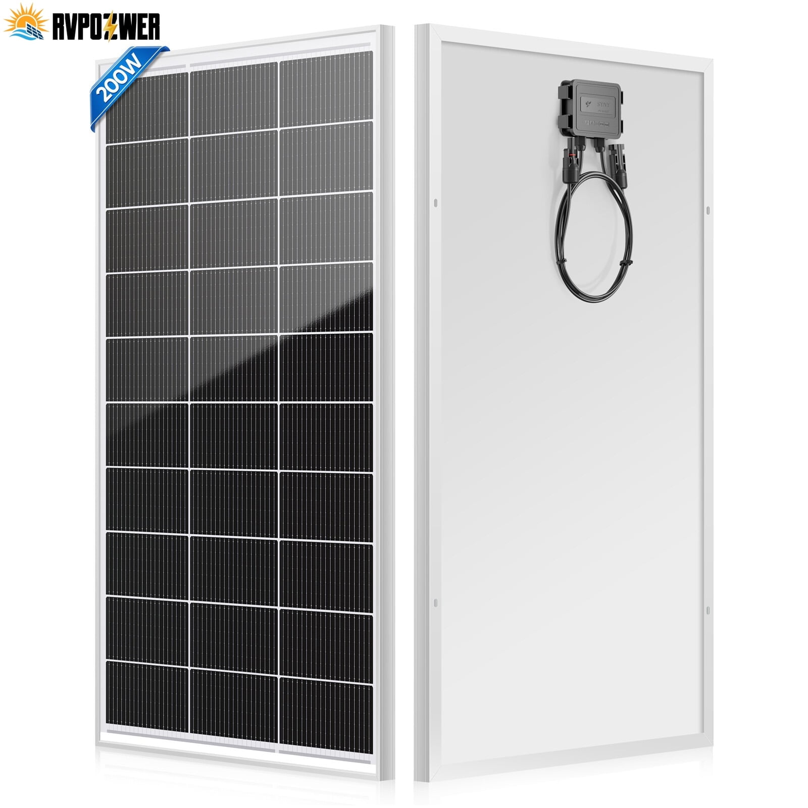 RVPOZWER 200W Watt Mono Solar Panel 12V Battery Charging 18BB Monocrystalline Solar Panel for Home RV Off-Grid Boat Power