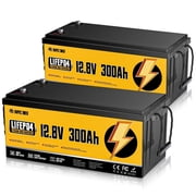 RVPOZWER 24V 300Ah LiFePO4 Lithium Battery 2Pack 12V 300Ah 15000+Cycle 200A BMS RV Solar