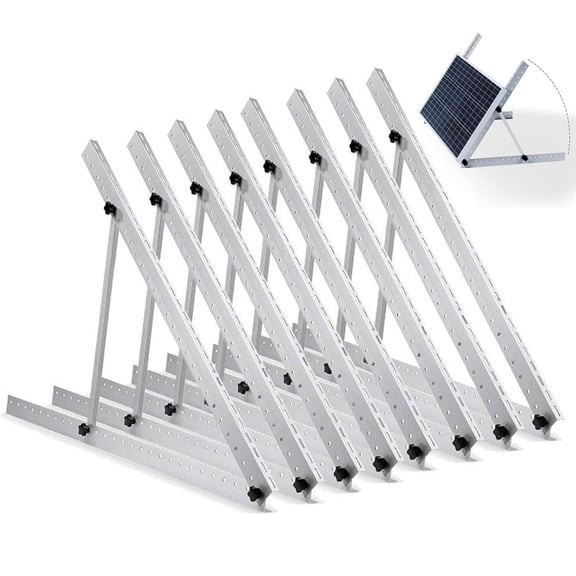 RVPOZWER 47in Adjustable Solar Panel Tilt Mount Brackets, 4 Sets (8PCS) Aluminum Foldable Tilt Legs, Fits 100W-500W Solar Panels for RV Roof Boat Ground Off-Grid