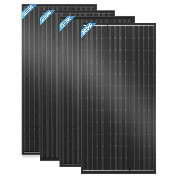 RVPOZWER 4PCS 200W Solar Panel, 12V 18BB N-Type 25% High-Efficiency, Solar Panel for Power Station, RV, Cabin, Off-Grid Applications