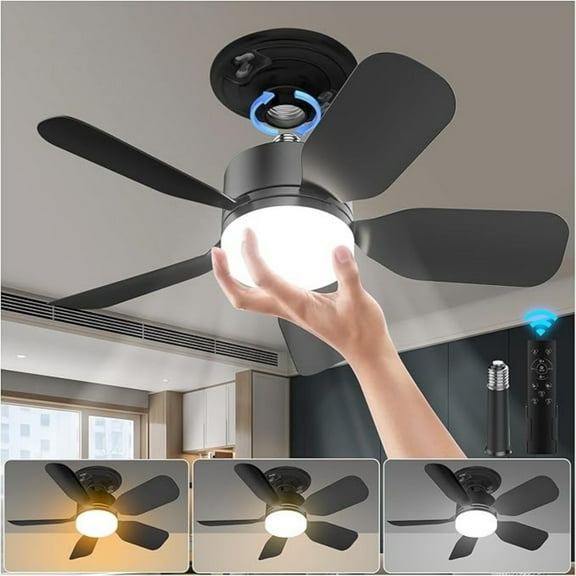 RVPOZWER Remote-Socket Fan light with Dimmable Led and Socket Ceiling Fans with Lights