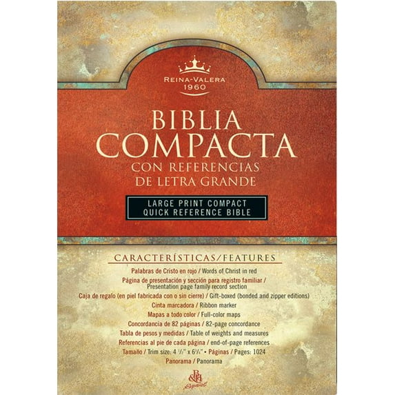 Pre-Owned RVR 1960 Biblia Compacta Letra Grande con Referencias, borgoña piel fabricada (Hardcover)