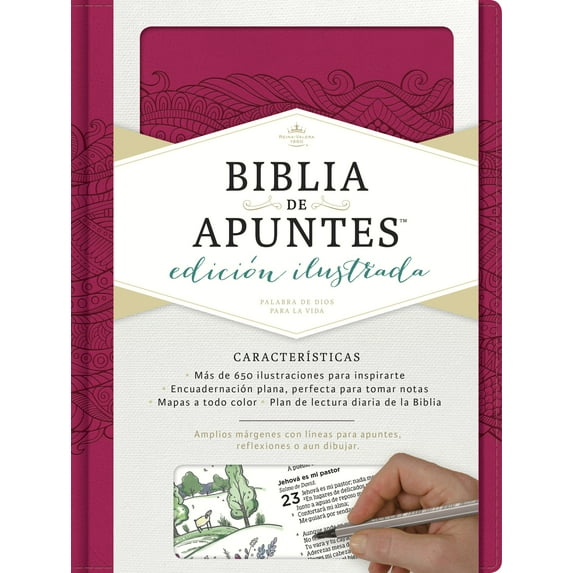 RVR 1960 Biblia de apuntes, edición ilustrada, símil piel rosado (Hardcover)