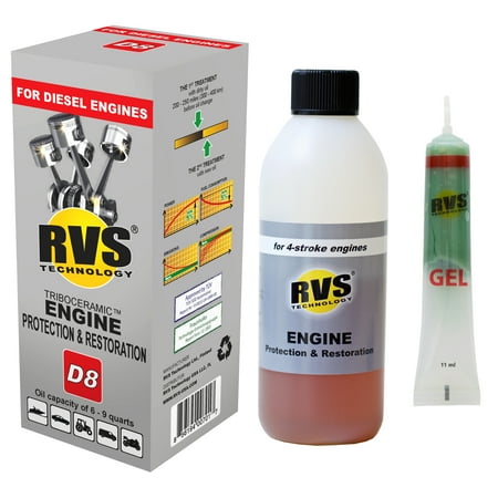 RVS Technology D8 Engine Treatment. For Diesel Engines with an Oil Capacity up to 9 quarts. Restore and Protect Your Engine, Save Fuel, Increase Power. Safe for All Engines.