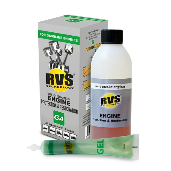 RVS Technology G4 engine treatment for gasoline engines with an oil capacity up to 4 quarts. Restore and protect your engine
