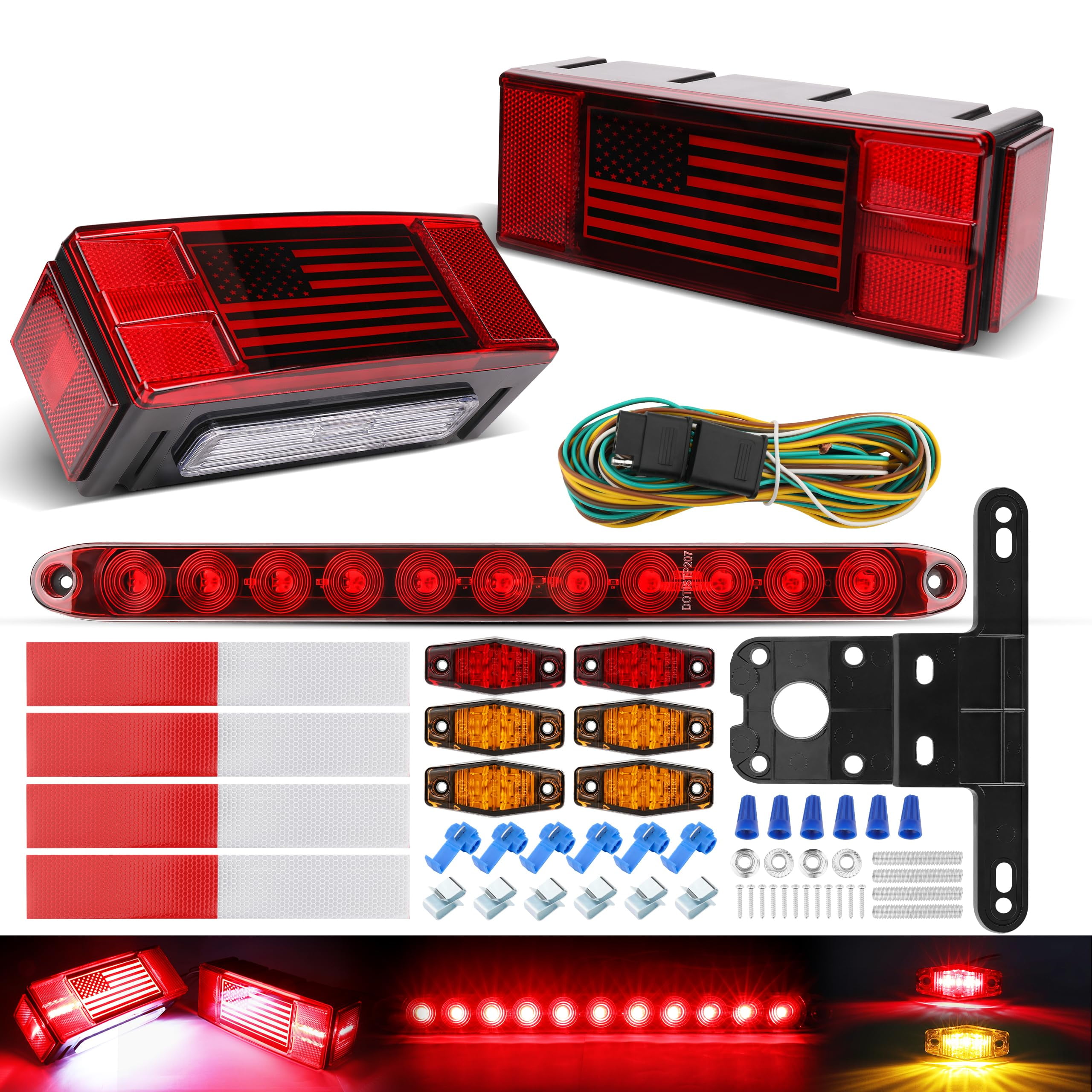 RVZONE LED Trailer Lights Kit for Utility Trailer IP68 Submersible Boat Trailer Lights Trailer