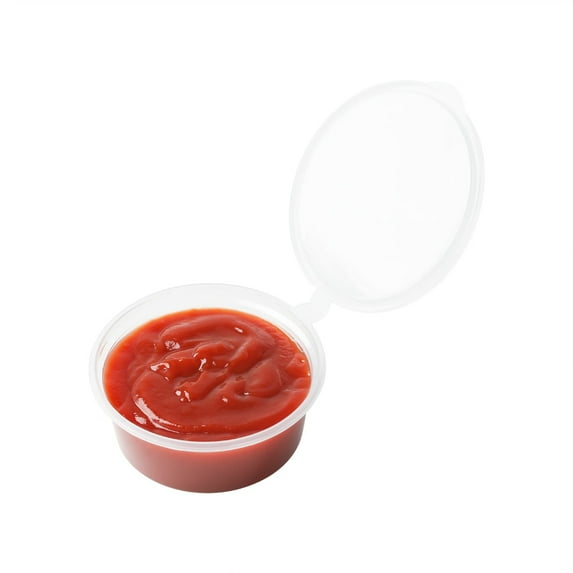 Chef 101 1.5 oz Clear Plastic Portion Cup - with Hinged Lid - 2" x 2" x 1" - 2000 count box
