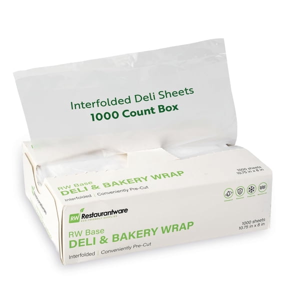 RW Base 10.75 x 8 Inch Plastic Deli Sheets, 1000 Interfolded Butcher Wraps - Pre-Cut, Disposable, Clear Sandwich Wrap Microwavable, Freezable