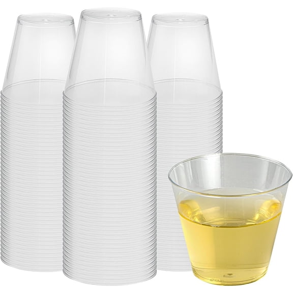 RW Base 5 Ounce Party Cups 20 Disposable Drinking Cups - With Rolled Rim Round Clear Plastic Cocktail Glasses Serve Vodka Tequila Or Whiskey For Birthdays Weddings And More
