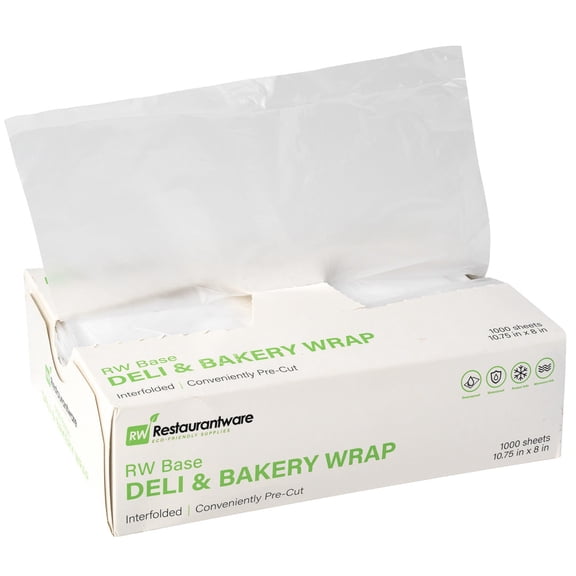 RW Base Rectangle Plastic Interfolded Deli and Bakery Wrap - 10 3/4" x 8" - 10000 count box