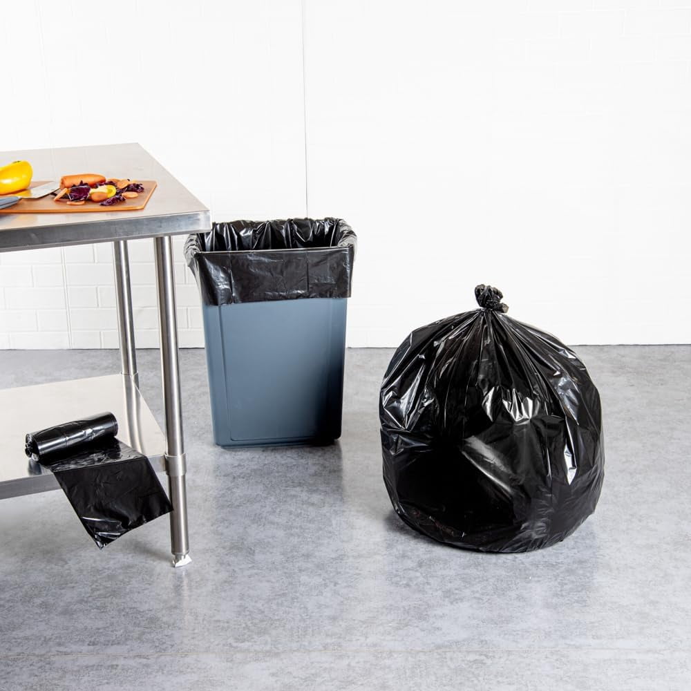RW Clean 33 Gallon Trash Bags - 100 Count Medium-Duty Black Garbage Can Liners with  Seal Bottom for Kitchen and Office