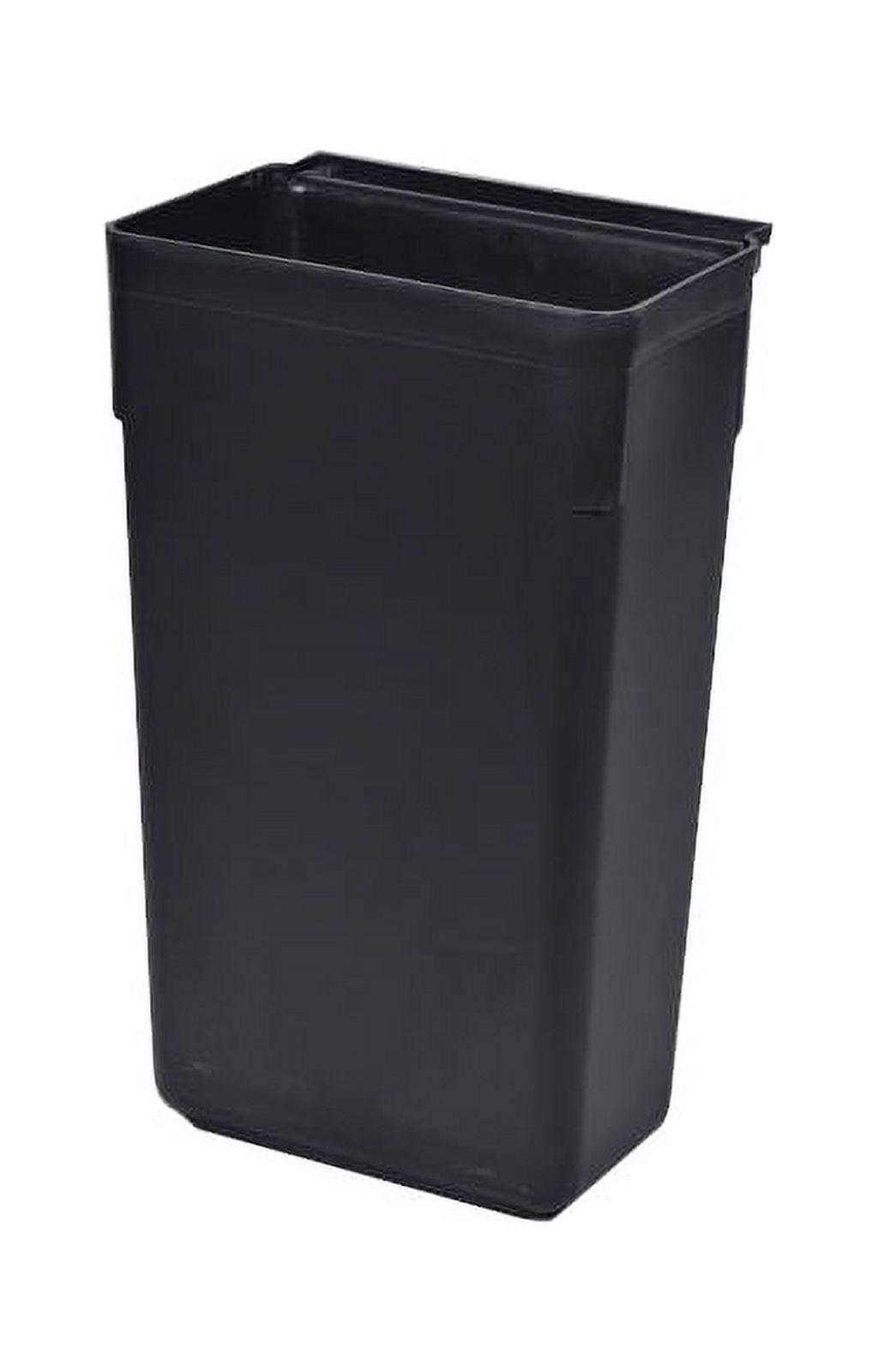 RW Clean 22 inch x 13 inch Waste Basket, 1 Slim Trash Bin - Attachable, for Office, Black Plastic Trash Can, Fits Rolling Utility Cart, Heavy Duty - R