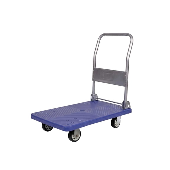 RW Clean Blue Plastic Small Folding Platform Cart - 660 lb Capacity - 31 1/2" x 21" x 32 3/4" - 1 count box