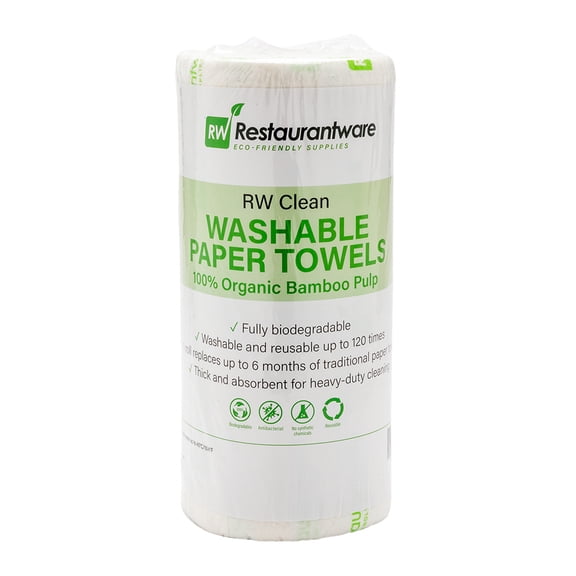 RW Clean White Bamboo Washable Paper Towel Roll - 11" x 11" - 50 Sheets x 1 Roll