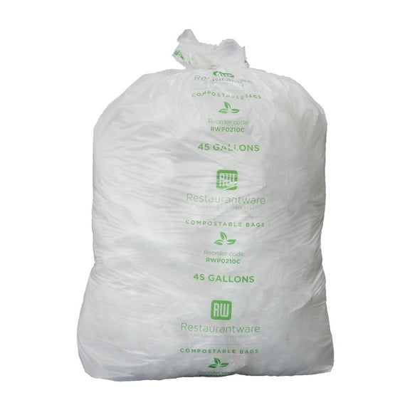 RW Eco 45 gal Clear Plastic Can Liner - Biodegradable, Compostable - 50" x 23 1/4" - 100 count box
