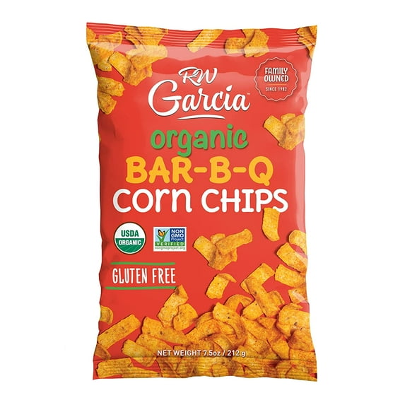 RW Garcia Organic BBQ Corn Chips, Gluten Free, 7.5oz bags, 4 pack