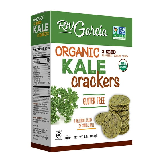 RW Garcia Organic Kale ZS23 Crackers, Gluten Free, 5.5oz boxes, 6 pack