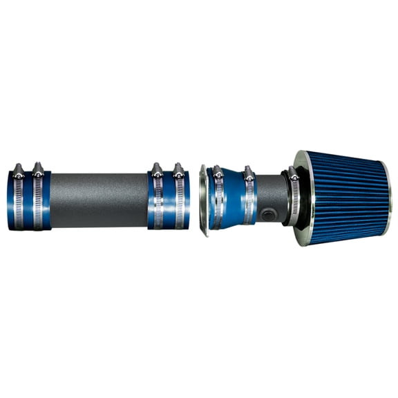 RTUNES RACING MATTE BLACK PIPE BLUE - SHORT RAM INTAKE Compatible For 94-96 Ford F-150 / Bronco 5.0L / 5.8L V8