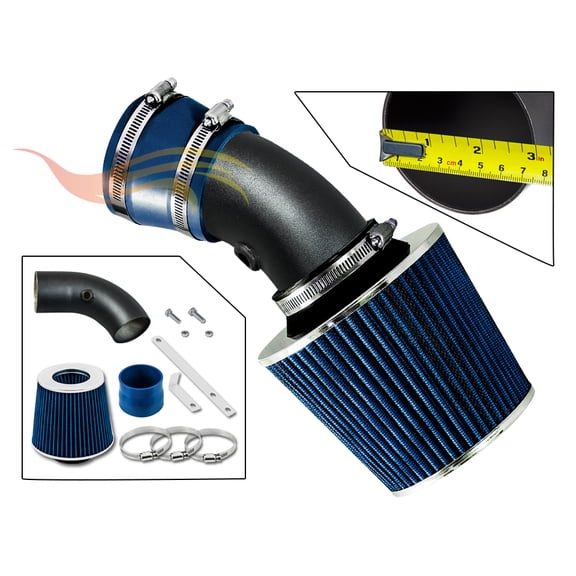 RTUNES RACING MATTE BLACK PIPE BLUE - SHORT RAM INTAKE Compatible For 98-05 Chevy MONTE CARLO/IMPALA/PARK AVE/REGAL GRAND PRIX