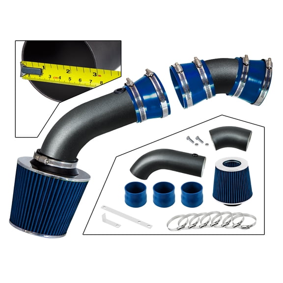 RTUNES RACING MATTE BLACK PIPE BLUE - SHORT RAM INTAKE Compatible For CHEVY/GMC C10 K10 C1500 C2500