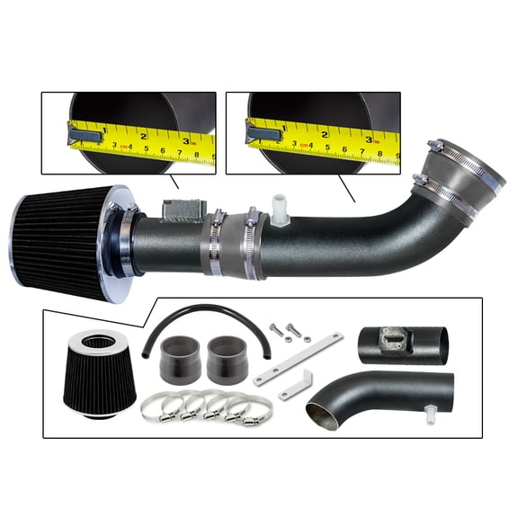 RTUNES RACING MATTE BLACK PIPE GRAY - SHORT RAM INTAKE Compatible For 04-11 Ford RANGER/MAZDA B4000 4.0L