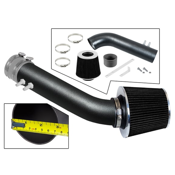 RTUNES RACING MATTE BLACK PIPE GRAY - SHORT RAM INTAKE Compatible For 95-97 CHEVY CAVALIER/PONTIAC SUNFIRE