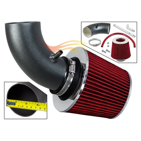 RW SERIES - MATTE BLACK PIPE RED - SHORT RAM INTAKE Compatible For 03-06 Chrysler PT Cruiser Turbo 2.4L L4