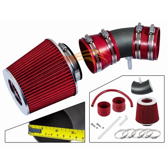 RW SERIES - MATTE BLACK PIPE RED - SHORT RAM INTAKE Compatible For 05-08 Chevy Equinox LS/LT/Sport 3.4L V6 (Not fit Hybrid Engine or Flex Fuel)