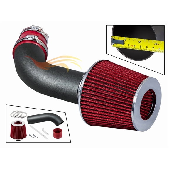 RW SERIES - MATTE BLACK PIPE RED - SHORT RAM INTAKE Compatible For 89-94 Chevrolet/Geo Tracker 1.6L L4