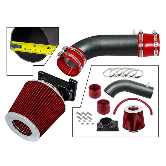 RW SERIES - MATTE BLACK PIPE RED - SHORT RAM INTAKE Compatible For 92-03 Mitsubishi Montero/Sport 3.0L V6