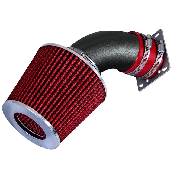 RTUNES RACING MATTE BLACK PIPE RED - SHORT RAM INTAKE Compatible For 92-95 BMW 318/318i/318is/318ti