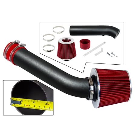 RTUNES RACING MATTE BLACK PIPE RED - SHORT RAM INTAKE Compatible For 98-02 CHEVY CAVALIER/PONTIAC SUNFIRE