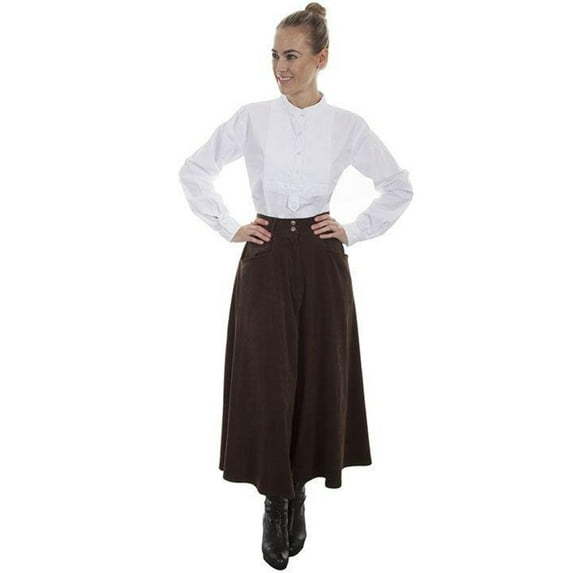 RW503-BRN-XS Rangewear 100 Percent Polyester Womens Charlotte Suede Riding Skirt - Brown, XS