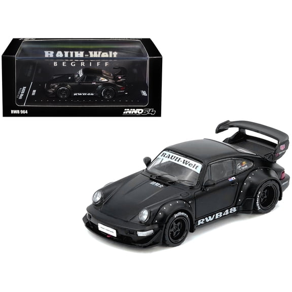 RWB 964 Matt Black 1/64 Diecast Model Car by Inno Models