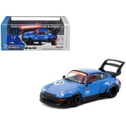 RWB 993 RHD Right Hand Drive #10 "Tarmac Works 10th Anniversary" Blue Metallic "Hobby64" Series 1/64 Diecast Model Car by Tarmac Works