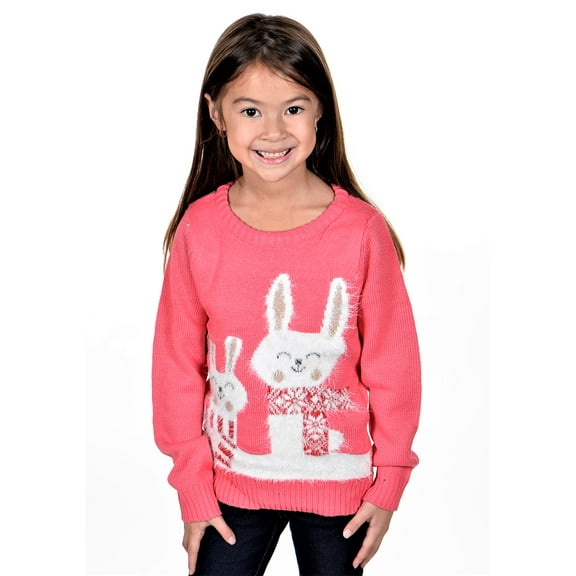 RWB Children Christmas Sweater Bunny Rabbit Pullover Pink