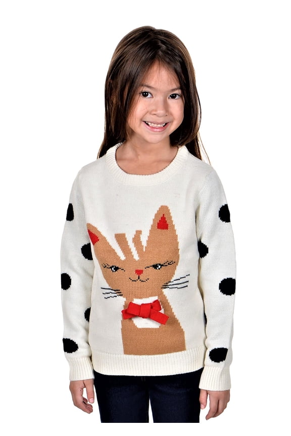 Children's Meowy Christmas Sweater Off-White