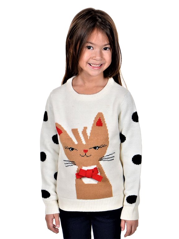 Children's Meowy Christmas Sweater Off-White
