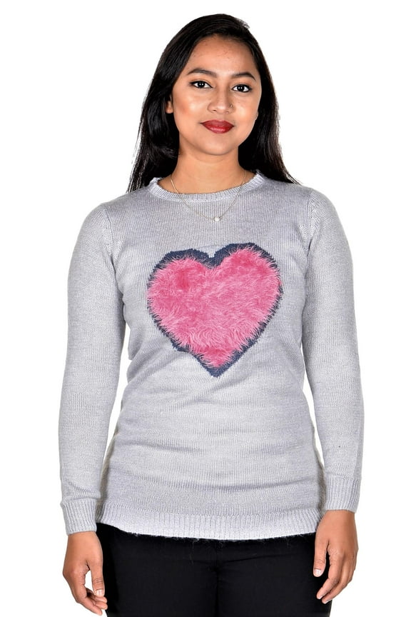 Girl's Long Sleeve Fine Sweater Gray EU152 US-11/12Y