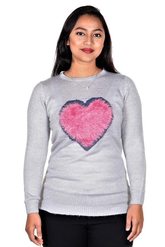 Girl's Long Sleeve Fine Sweater Gray EU164 US-13/14Y