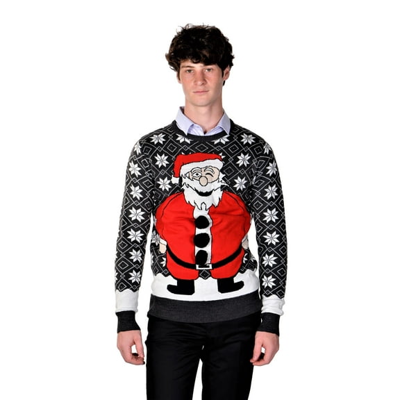 RWB Happy Santa Ugly Christmas Sweater SLIM FIT Large