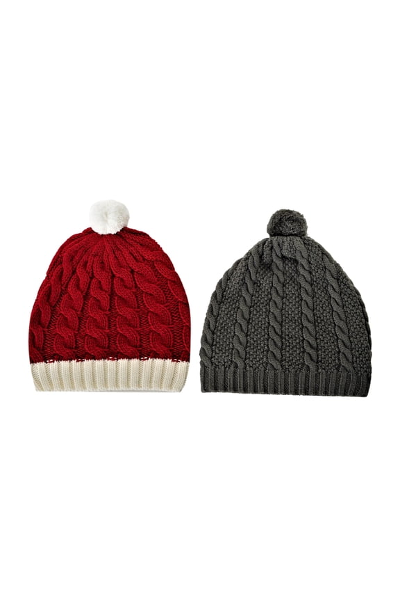Men's Beanie 2 Pack Cable Knit Winter Hat