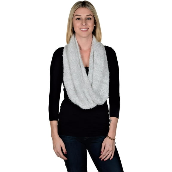 RWB Women's Feather Knit Infinity Circle Loop Cold Weather Scarf Off-White