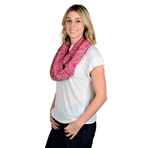 RWB Women's Popcorn Knit Infinity Circle Loop  Cold Weather Scarf Red